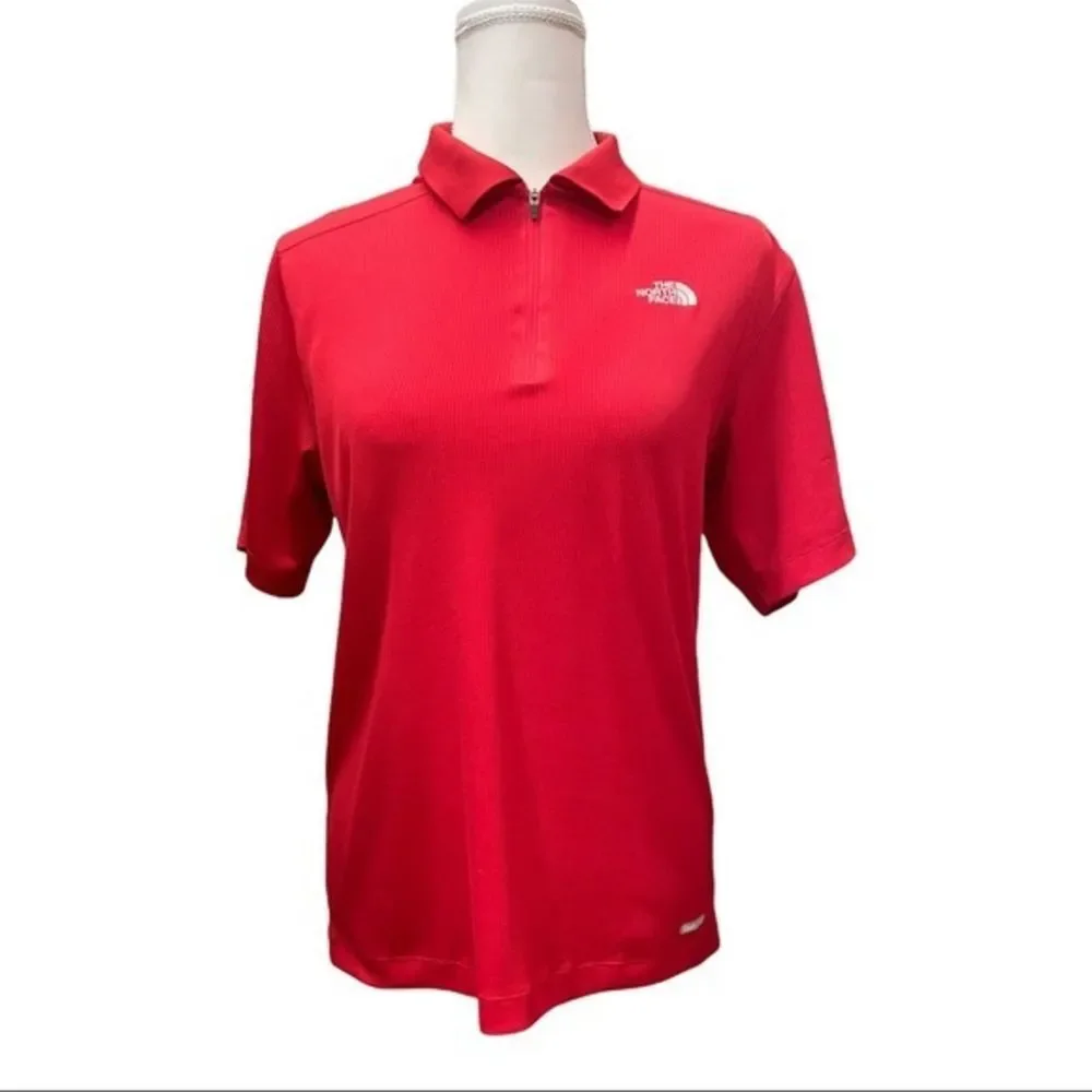 The North Face Red 3/4 Zip Vapor Wick Collared Shirt Sz Small‎